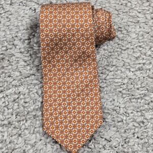Brooks Brothers Men’s Silk Tie Floral Geometric Orange‎ Classic Workwear